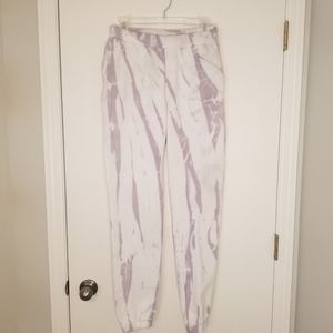 Good American Boyfriend Sweatpants Purple and white Tie-Dye